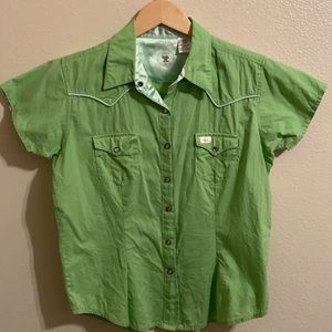 Lime Green Western button up shirt